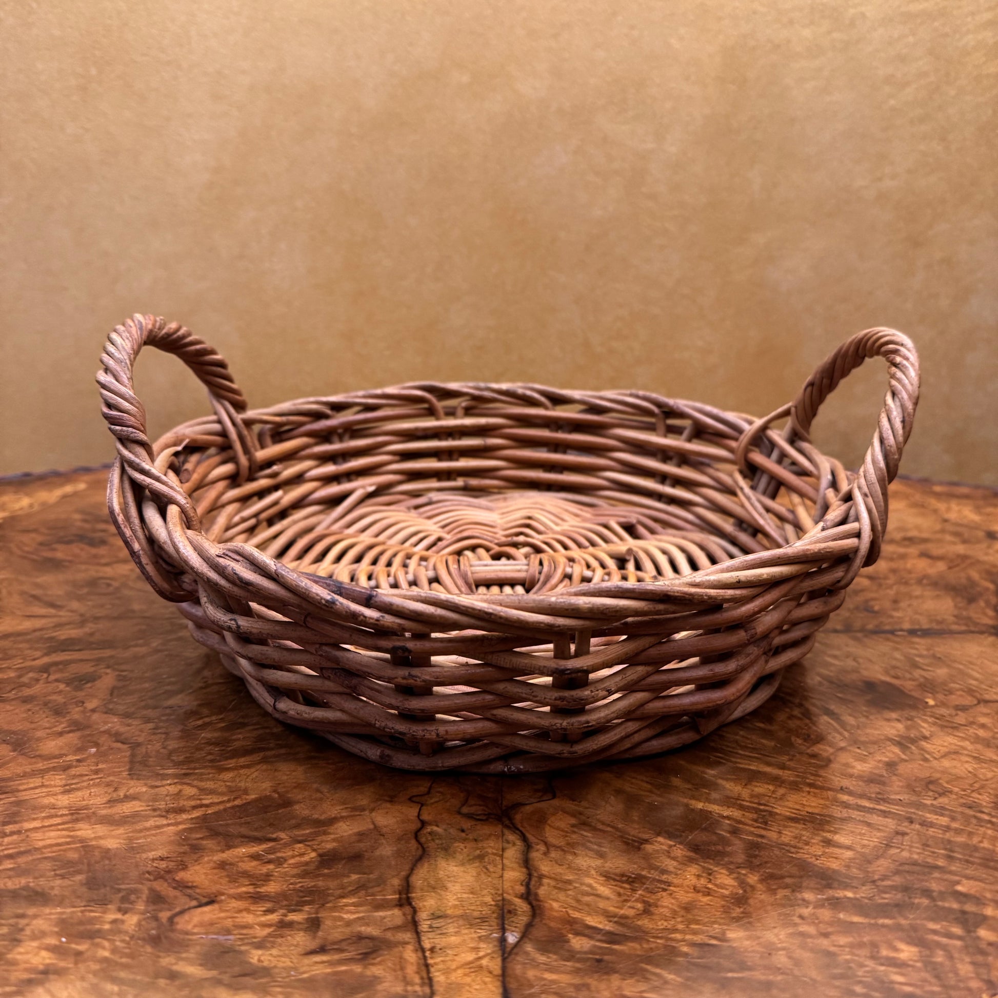 Woven Wicker Basket With Two Handles