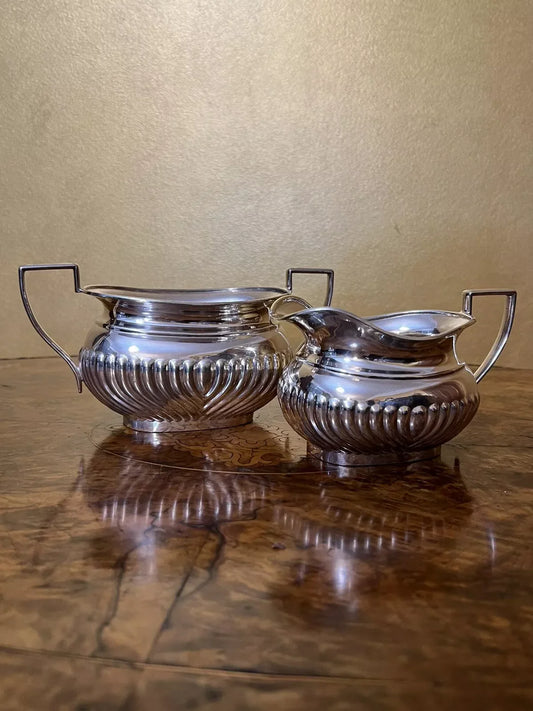 Antique Flavelle Bros Silver Plate 8860 Creamer & Sugar Bowl Set