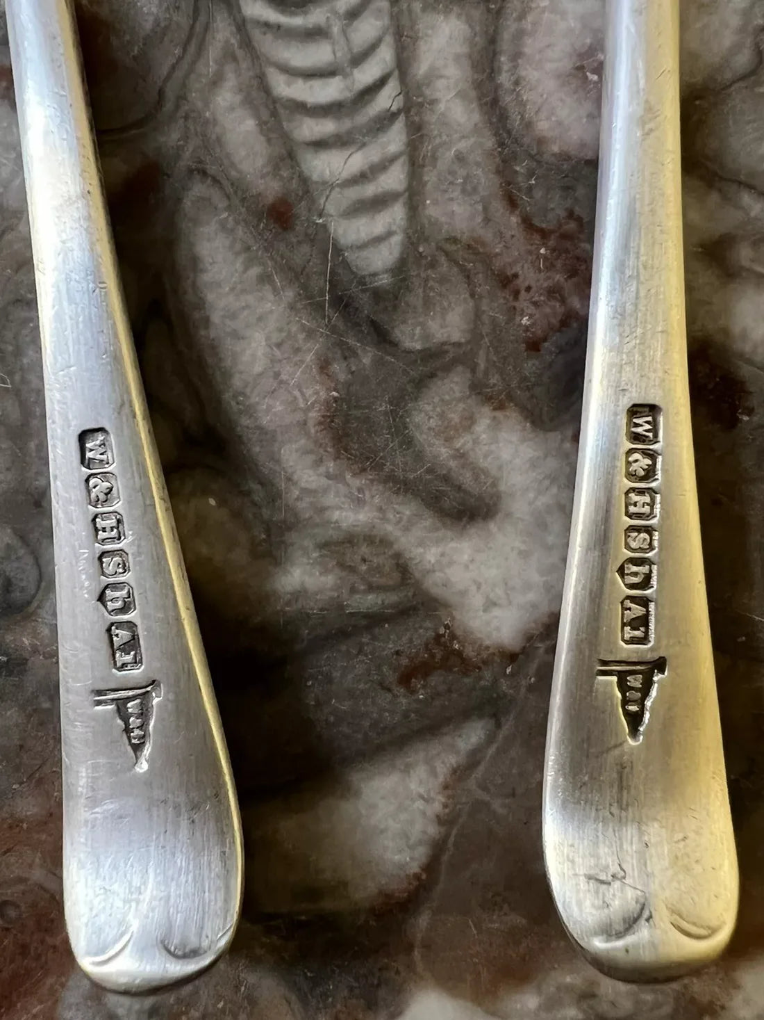 Antique Walker & Hall Sheffield Silver Plated Small Spoons Pair