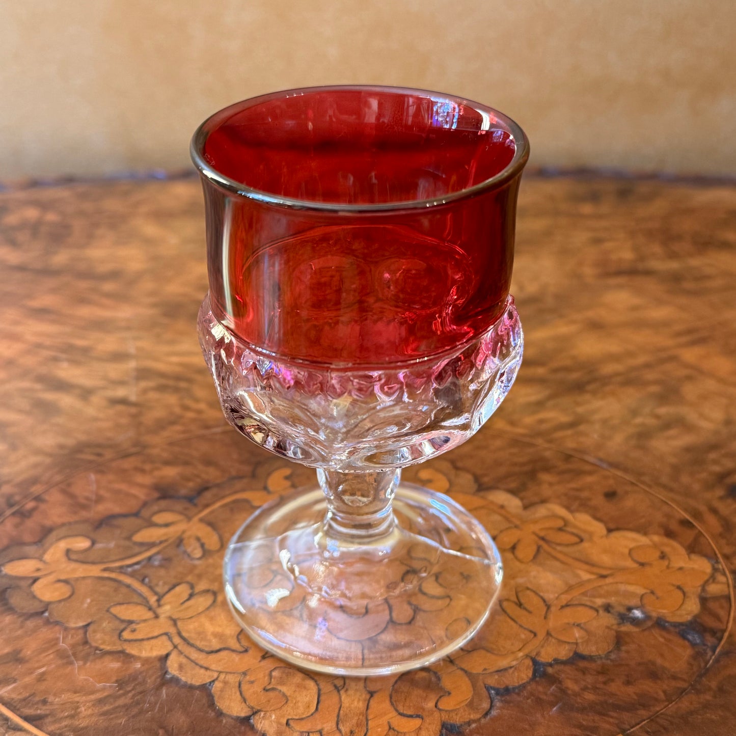 nberry King's Crown Ruby Thumbprint Tiffin Glassware Drinking Glasses 