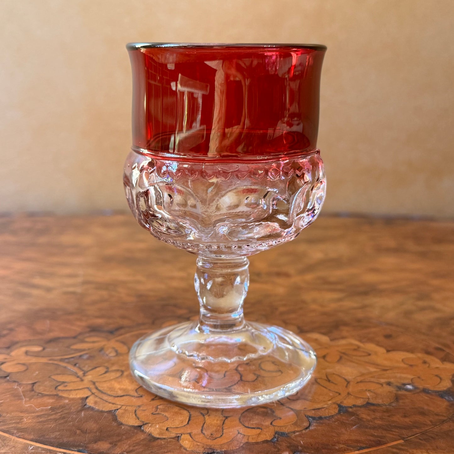 nberry King's Crown Ruby Thumbprint Tiffin Glassware Drinking Glasses Cups 