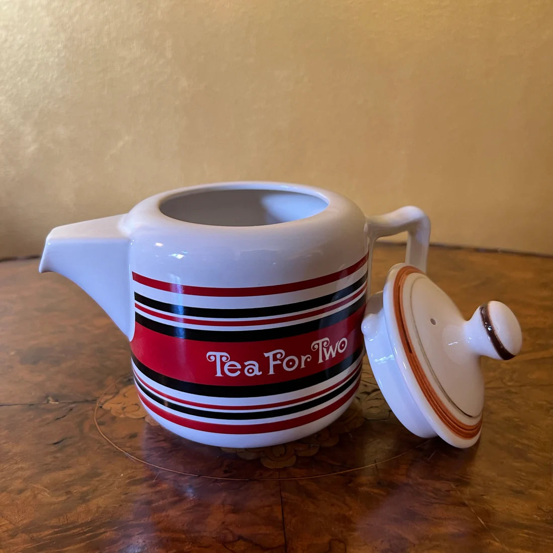 Tea for Two Red White Black Teapot
