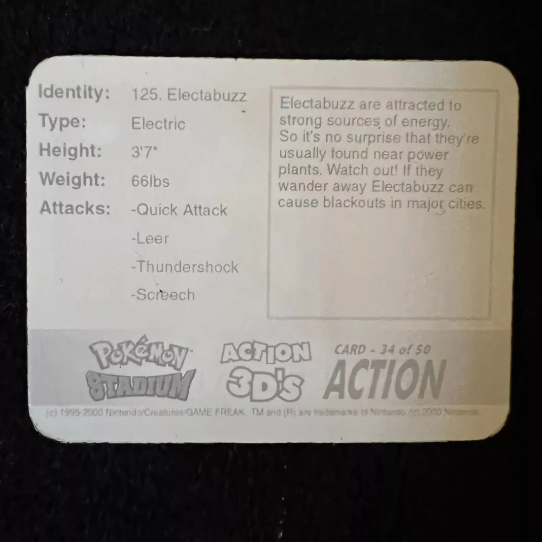 Pokemon Action 3D Card Electabuzz