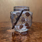 Vintage Glass Floral Metal Detail Canister