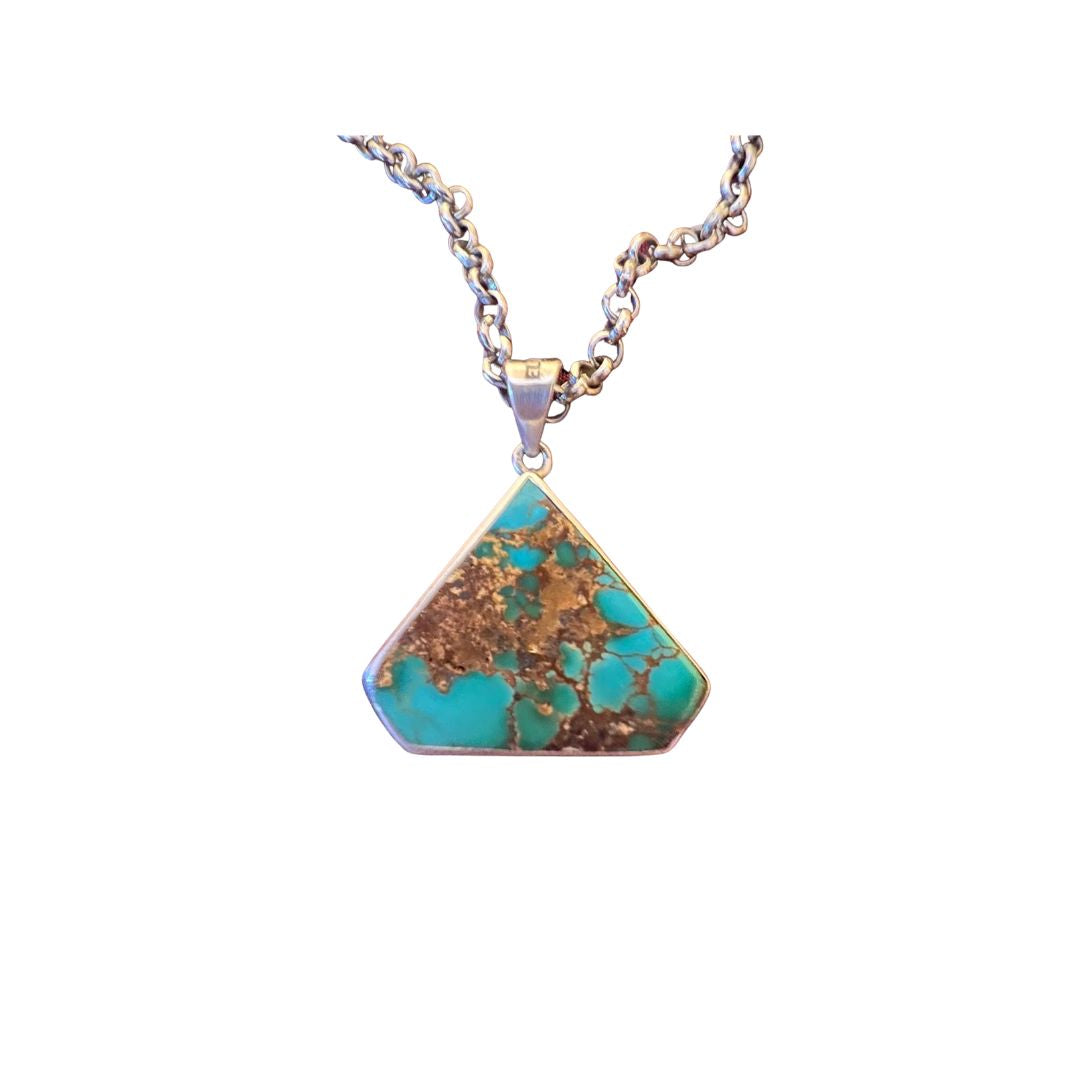Vintage Sterling Silver Turquoise Pendant Necklace