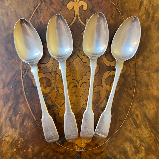 Antique 1811 Georgian Fiddle Back Tea Spoons Set 4