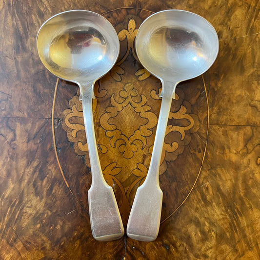 Antique Birmingham Sterling Silver Small Ladle Spoons Pair