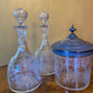 Antique Etched Glass Canister & Decanter 