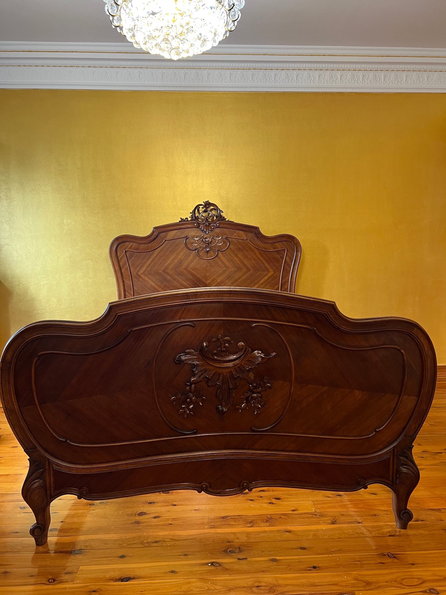 Antique French 19th Century Walnut Double Bed