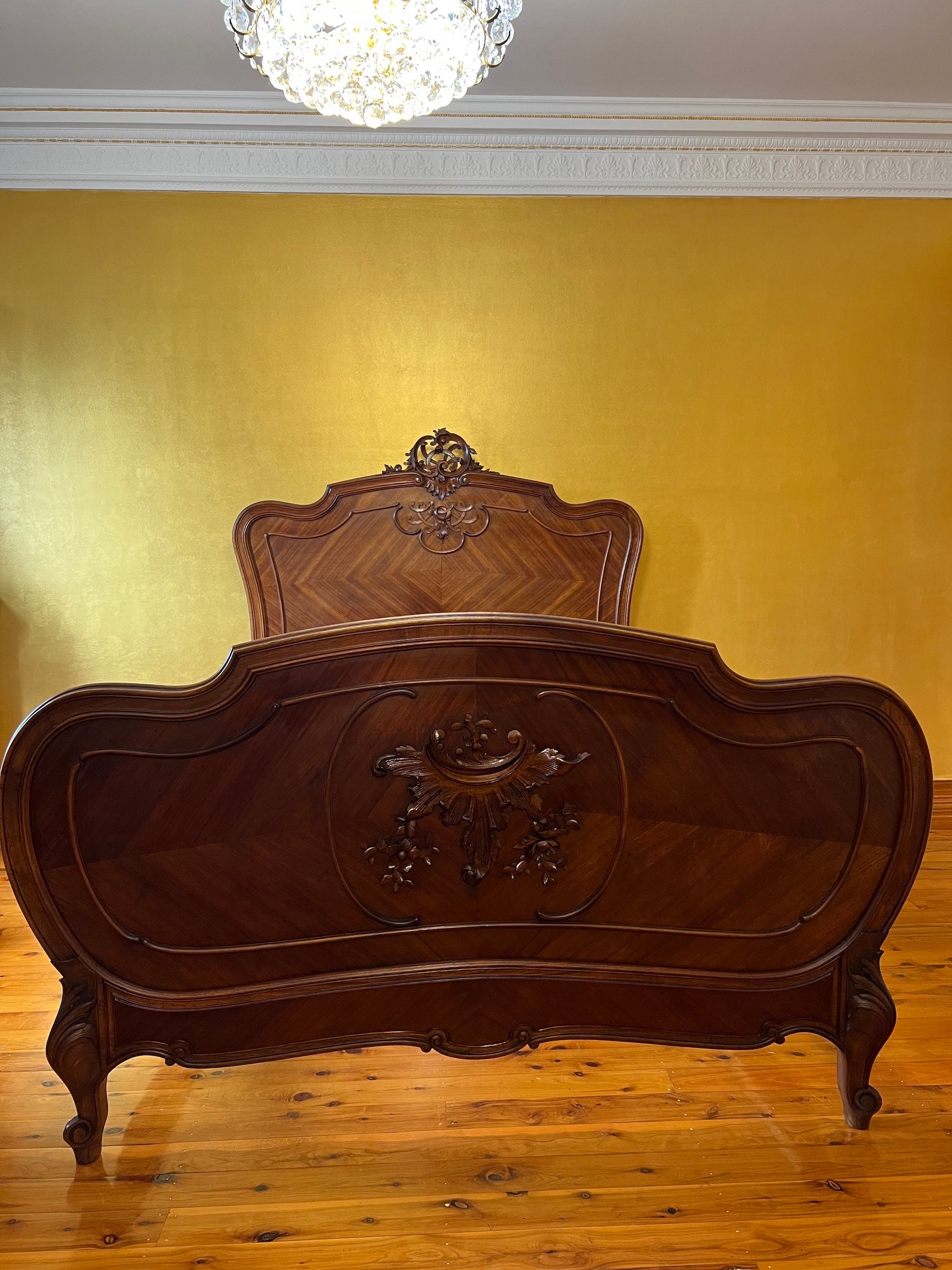 Antique French 19th Century Walnut Double Bed