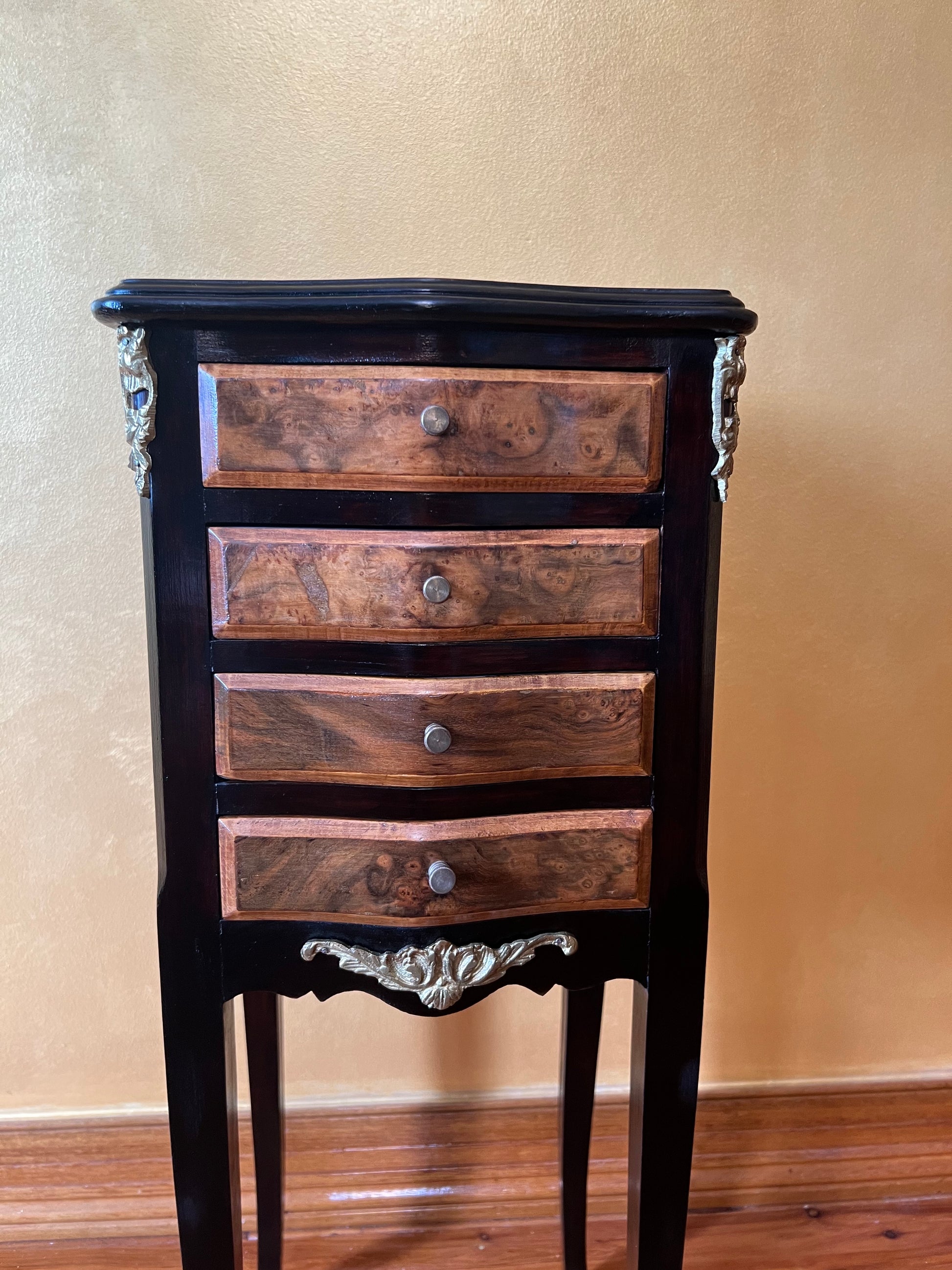 Antique French Burr Walnut  Drawers Table