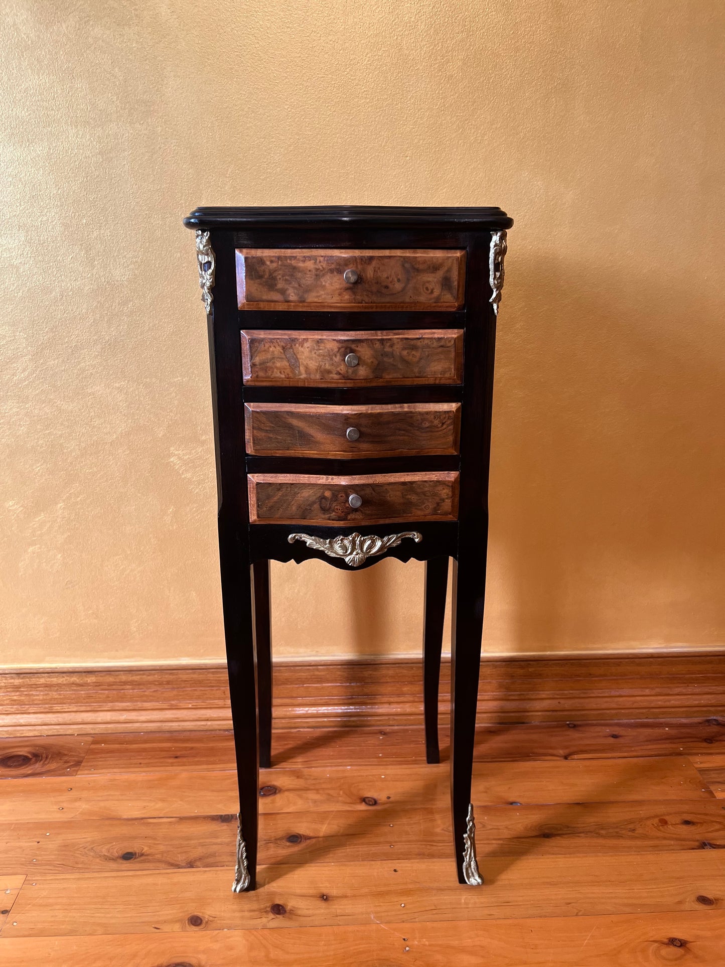 Antique French Burr Walnut Mini Drawers Table