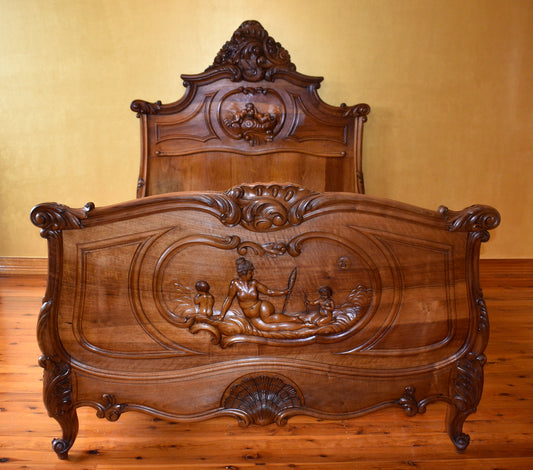 Antique French Detailed Carved Bed