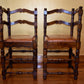 Antique French Ladder Corner Chairs with Dragon Design Leather Seat Pair