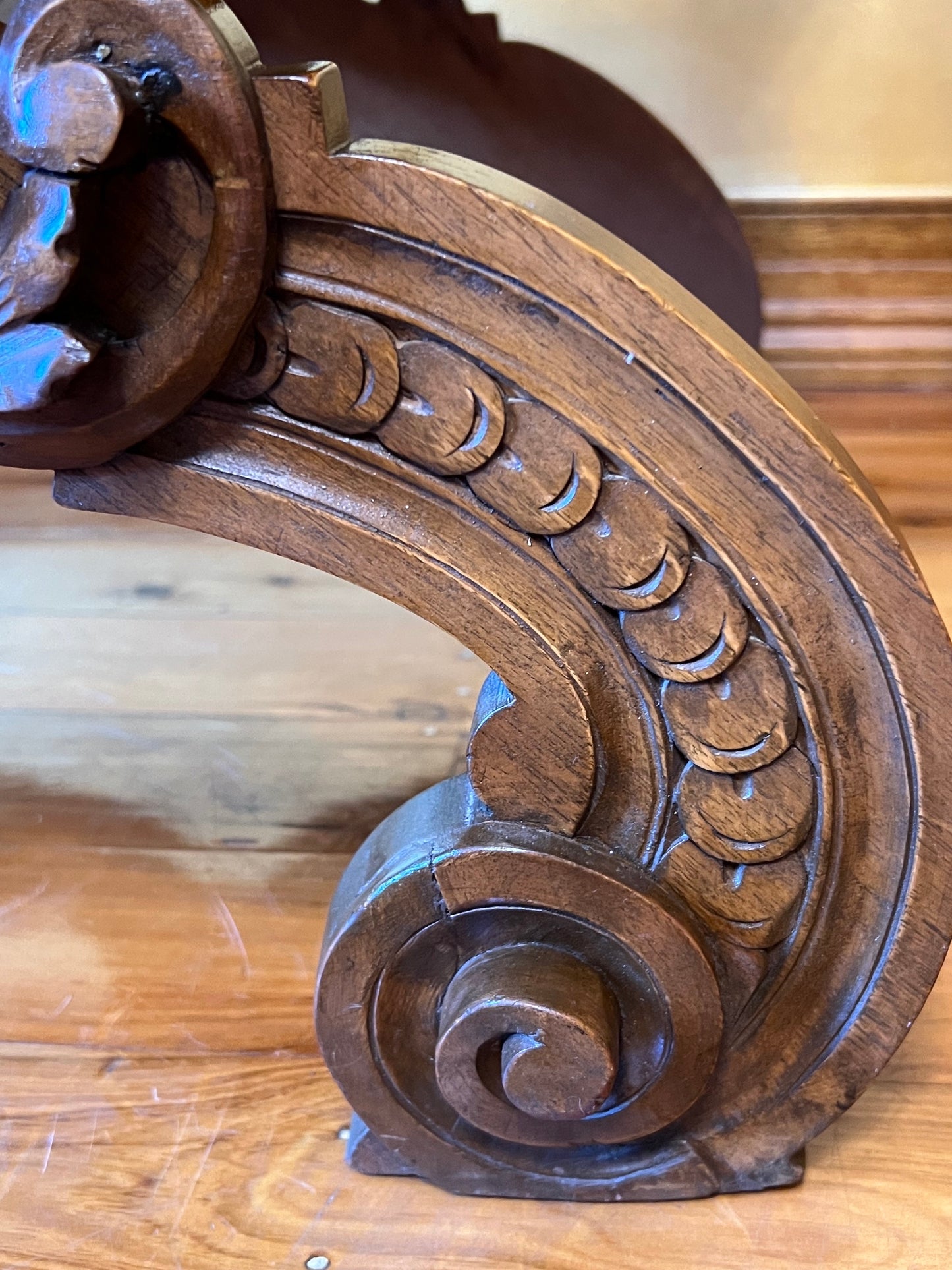 Antique French Leather & Oak Dragon Armchair