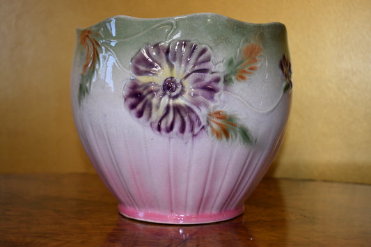 Antique French Majolica Type Jardinere Pot