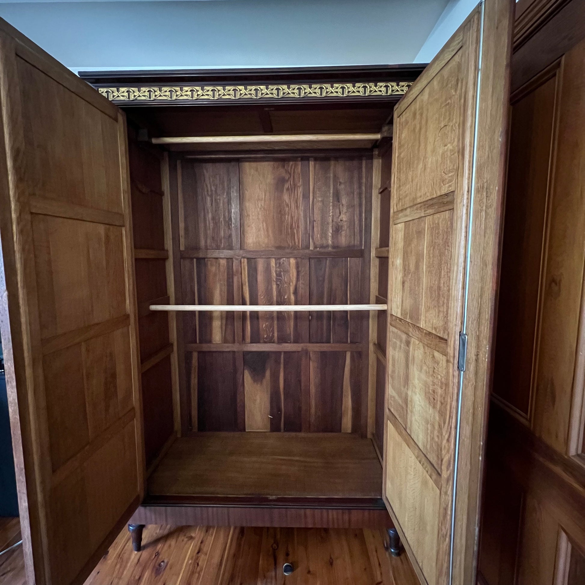 Antique French Walnut Two Mirror Door Armoire 