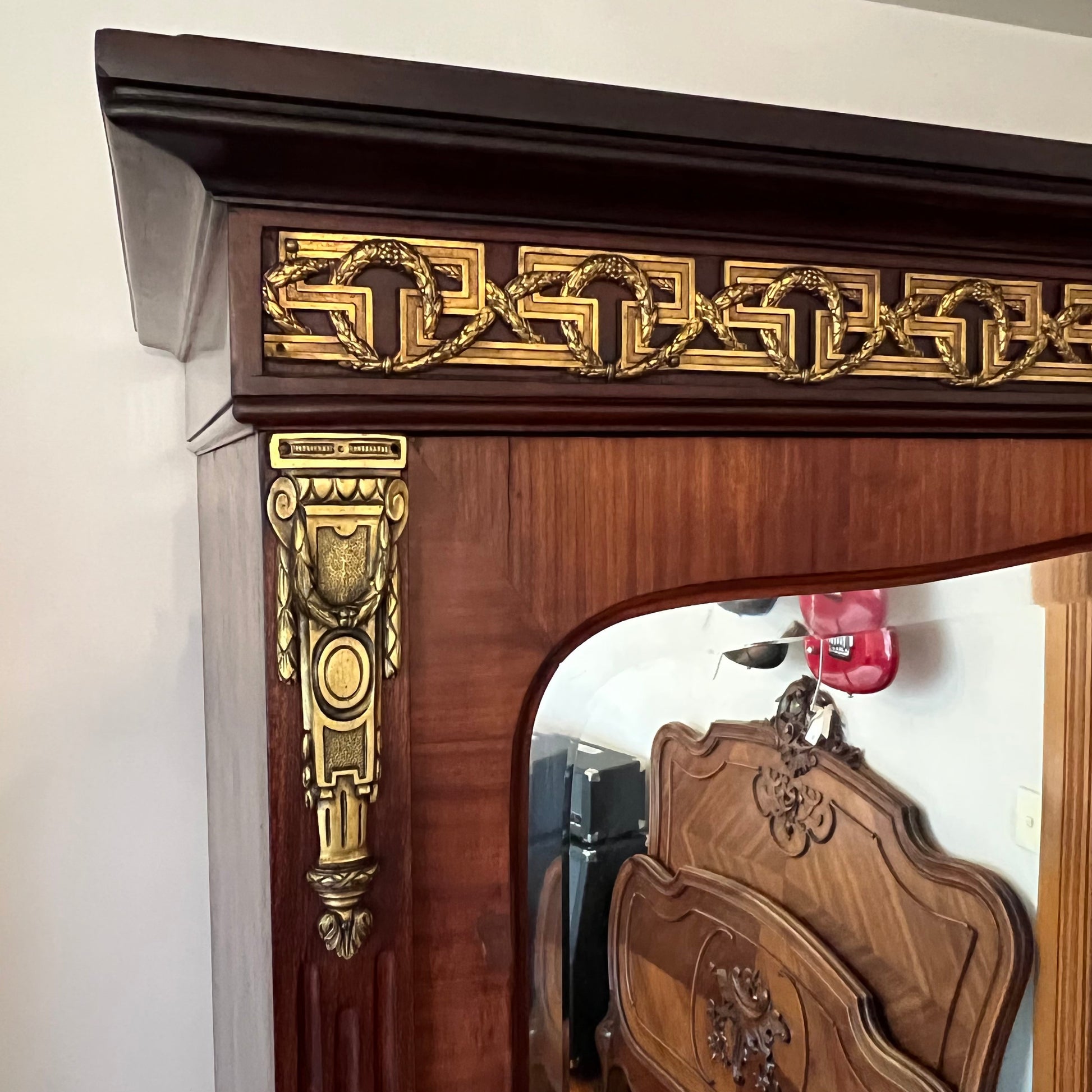 Antique French Walnut Two Mirror Draw Armoire Antique 