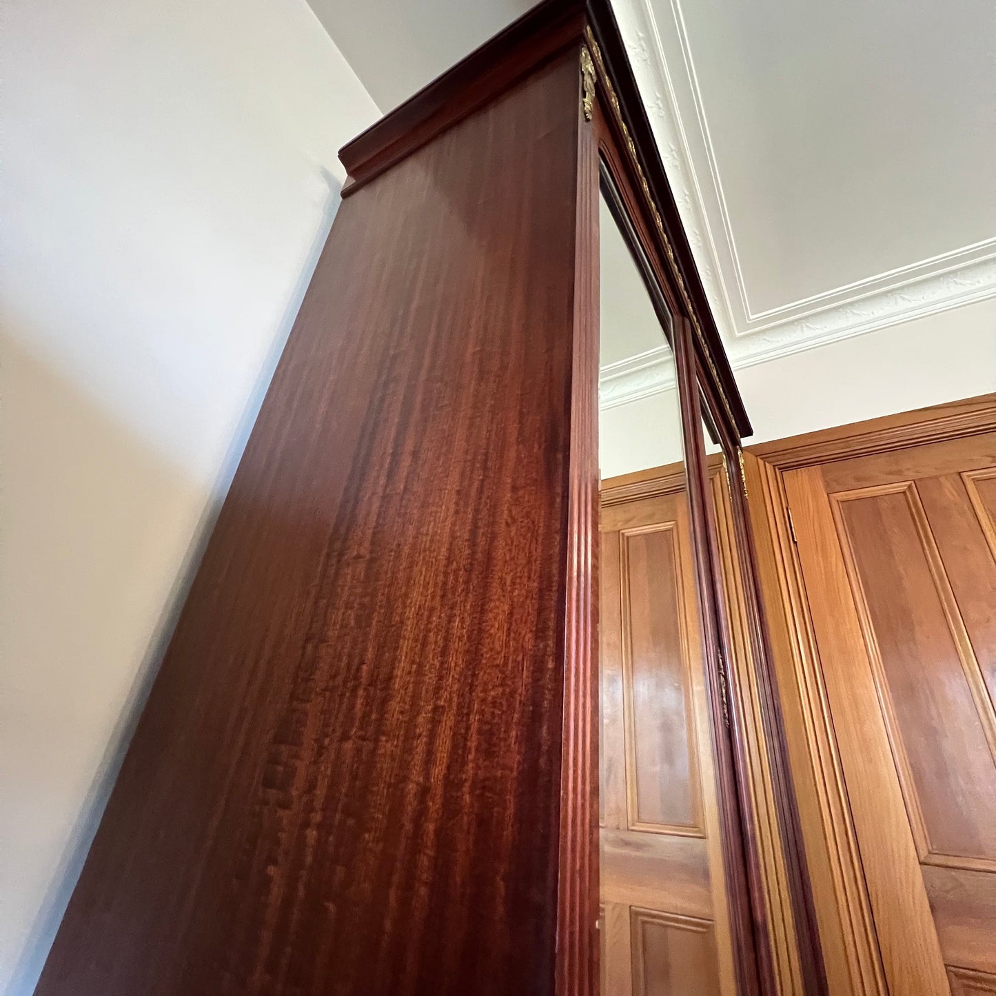 Antique French Walnut Two Mirror Draw Wardrobe 