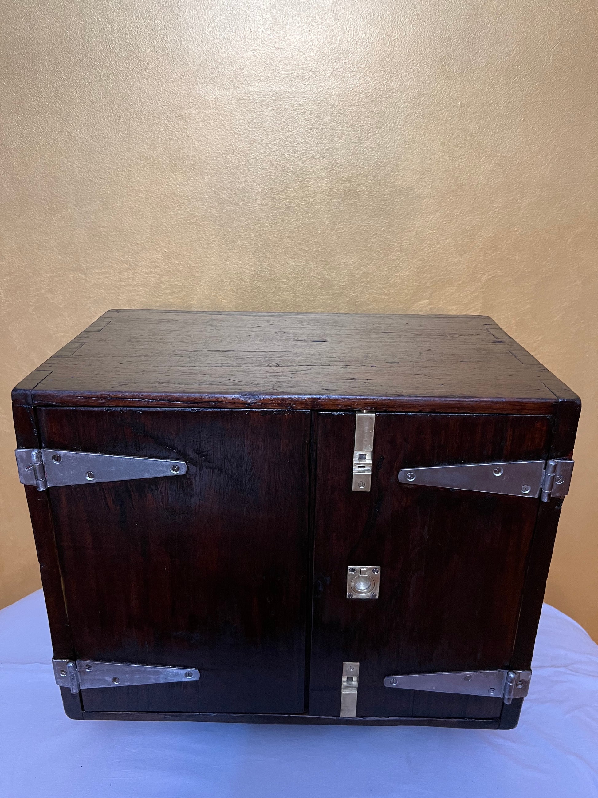 Antique Fruitwood Two Door Compartment Cupboard