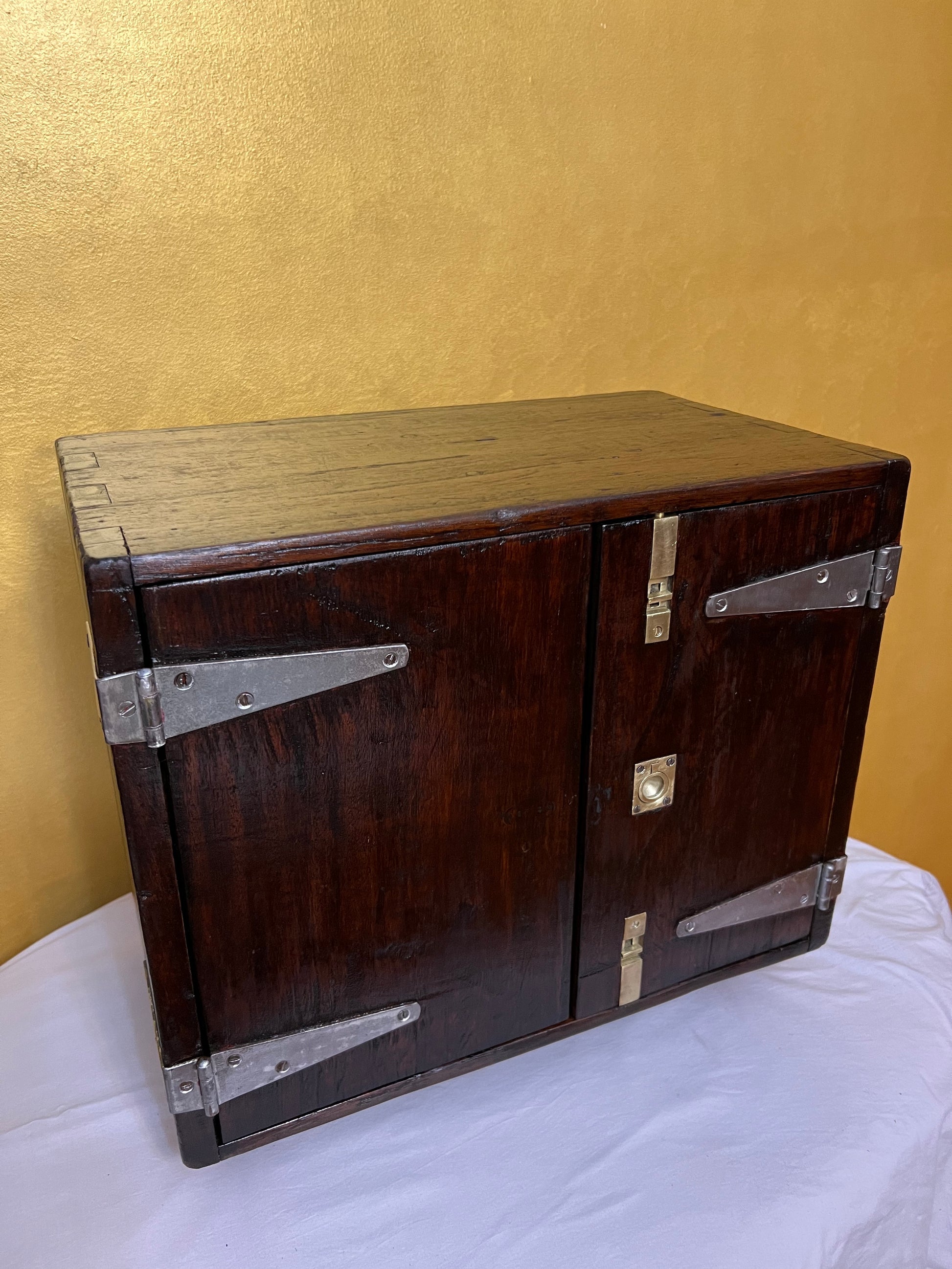 Antique Fruitwood Two Door Small Compartment Cupboard