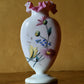 Antique Hand Painted Floral Vase with Pink Frill 