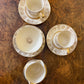 Antique Johnson Bros Victorian Gold Print Demitasse Coffee Cups, Milk & Sugar 
