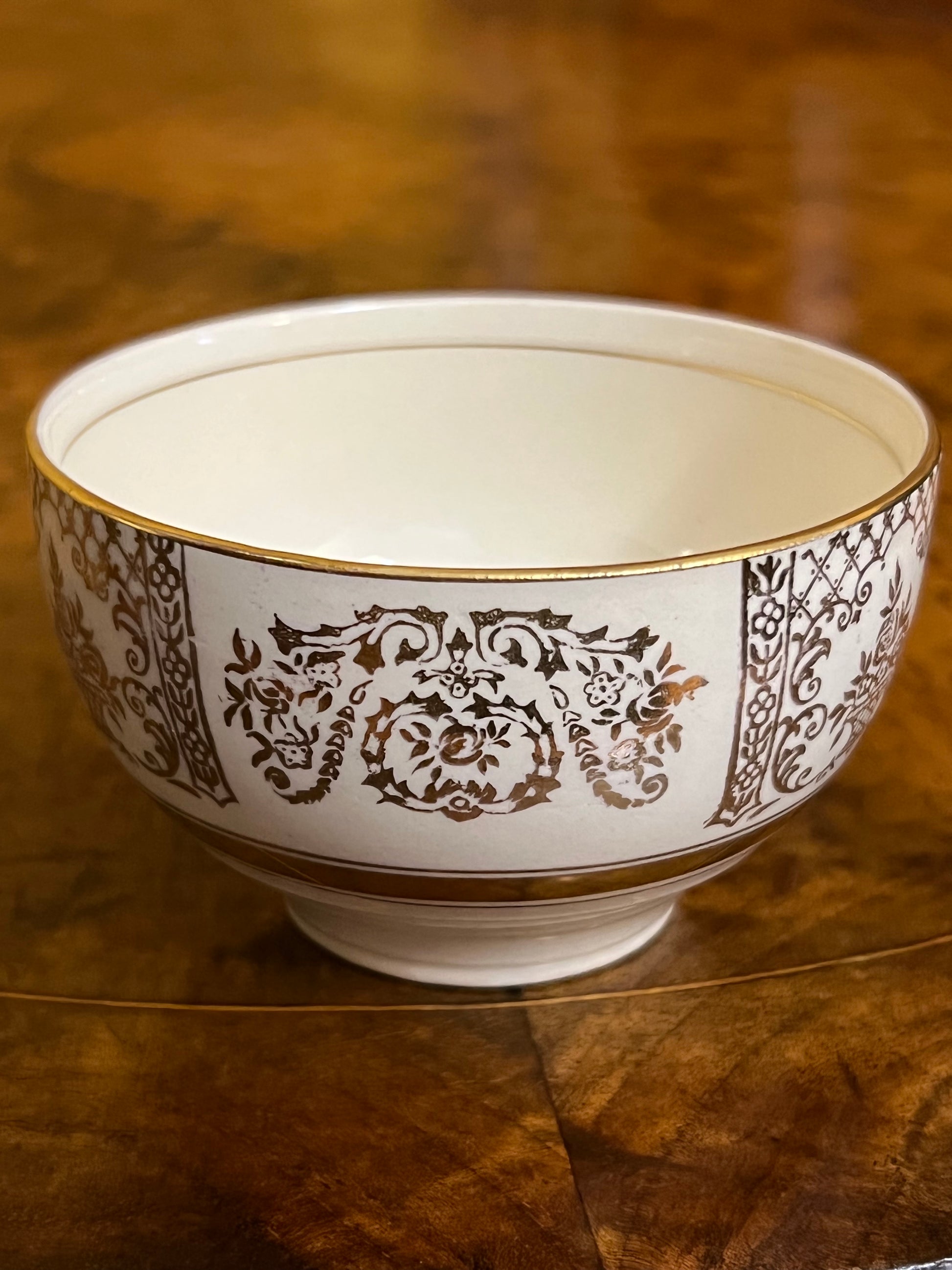 Antique Johnson Bros Victorian Gold Print Sugar Bowl