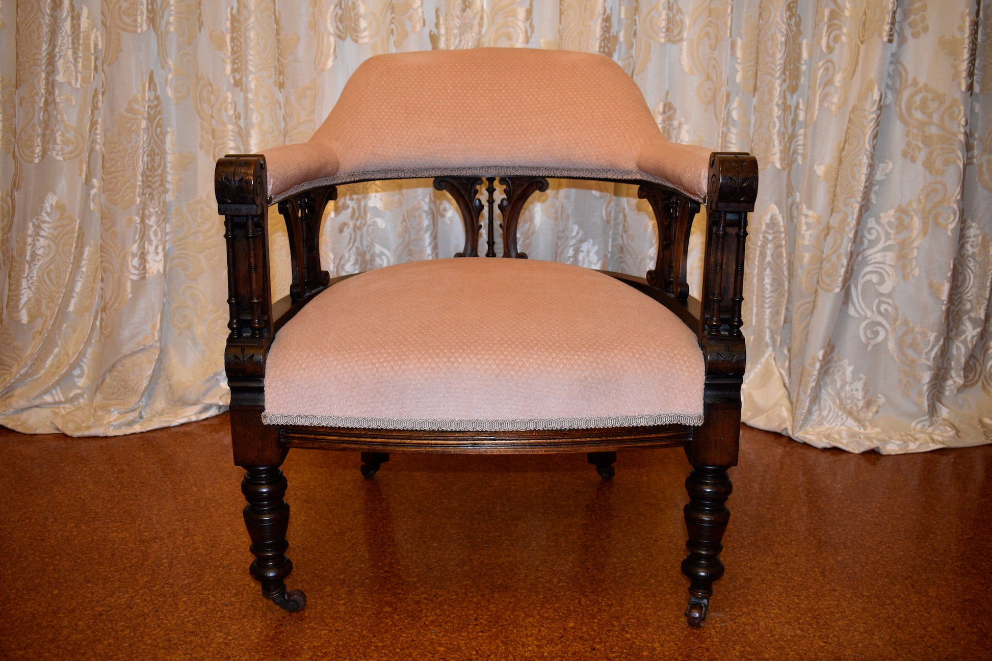 Antique Kauri Pine Pink Tub Chair