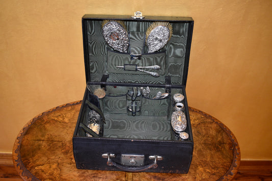 Antique Lady's Vanity Case 18 Piece Set