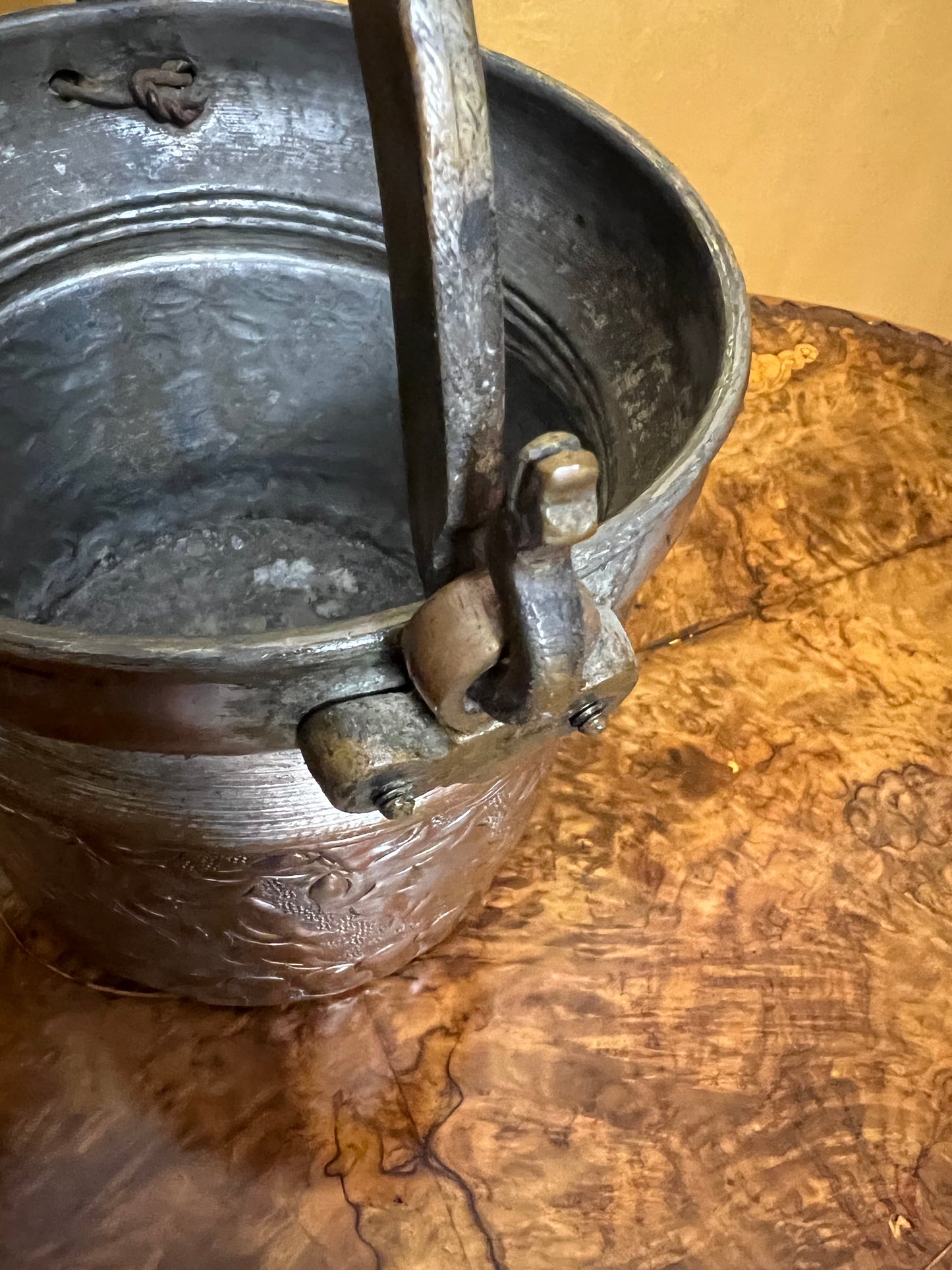 Antique Metal Embossed Detail Bucket 