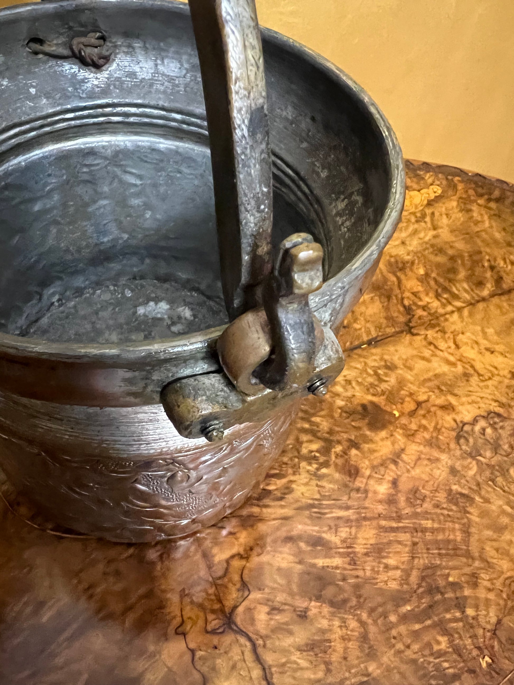 Antique Metal Embossed Detail Bucket 
