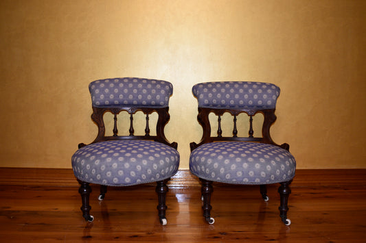 Antique Parlour Spindle Back Chairs Pair