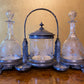 Antique Stand with Two Decanter and Canister