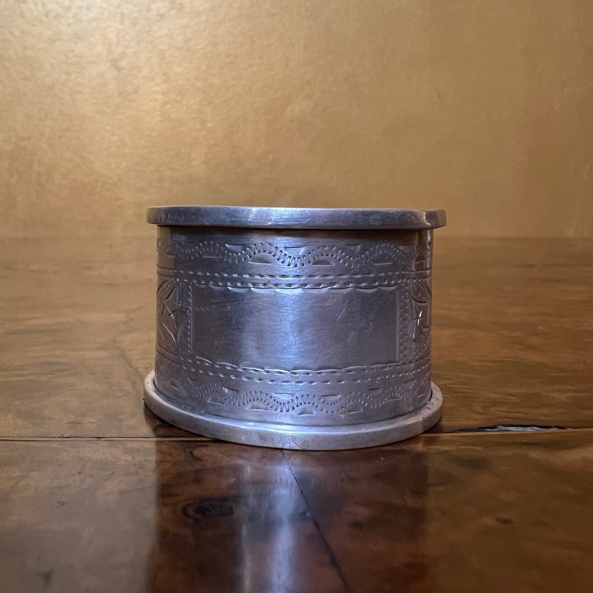 Antique Sterling Silver Engraved Design Napkin Rings