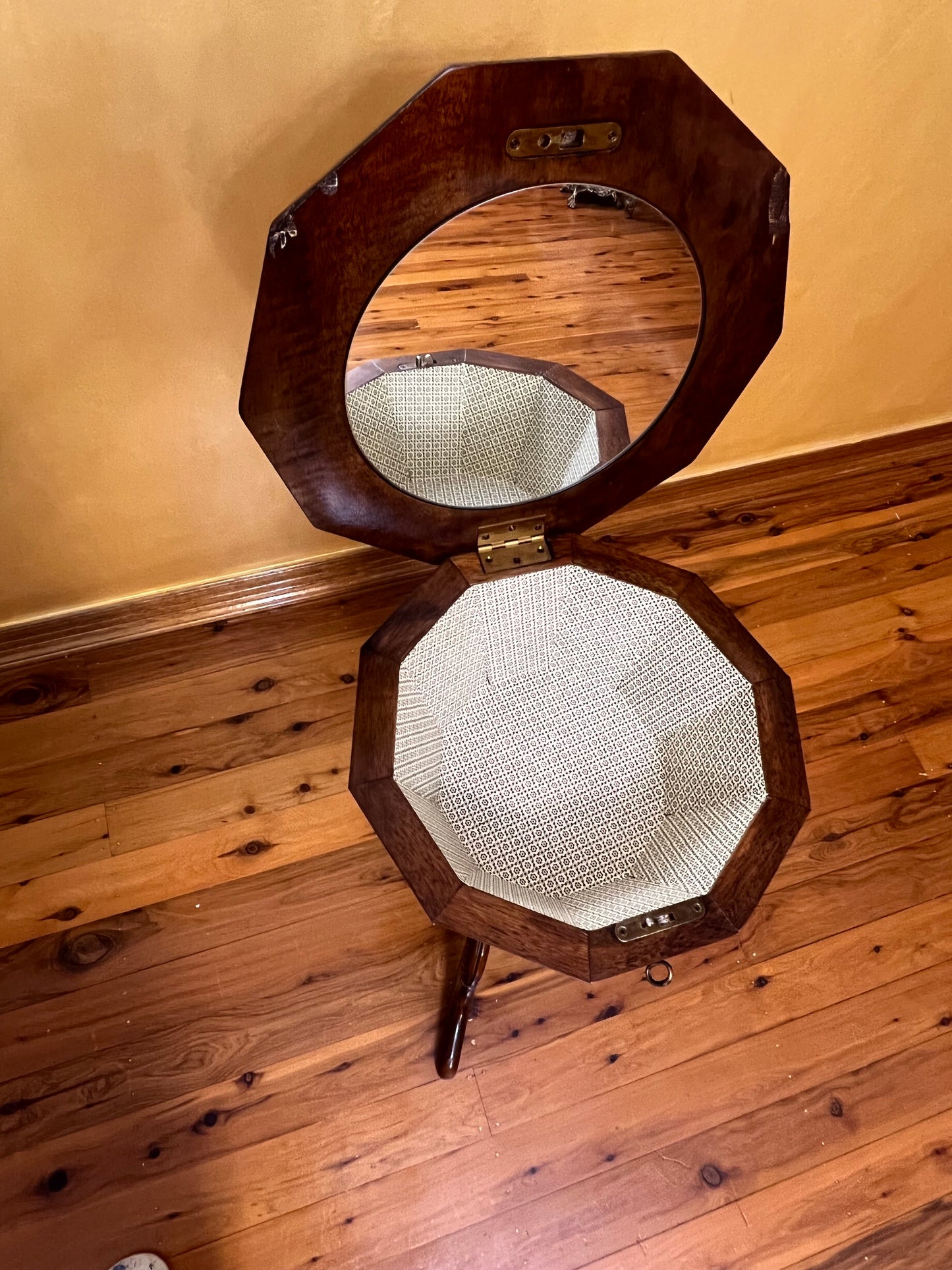 Antique Walnut Sewing Box Table 