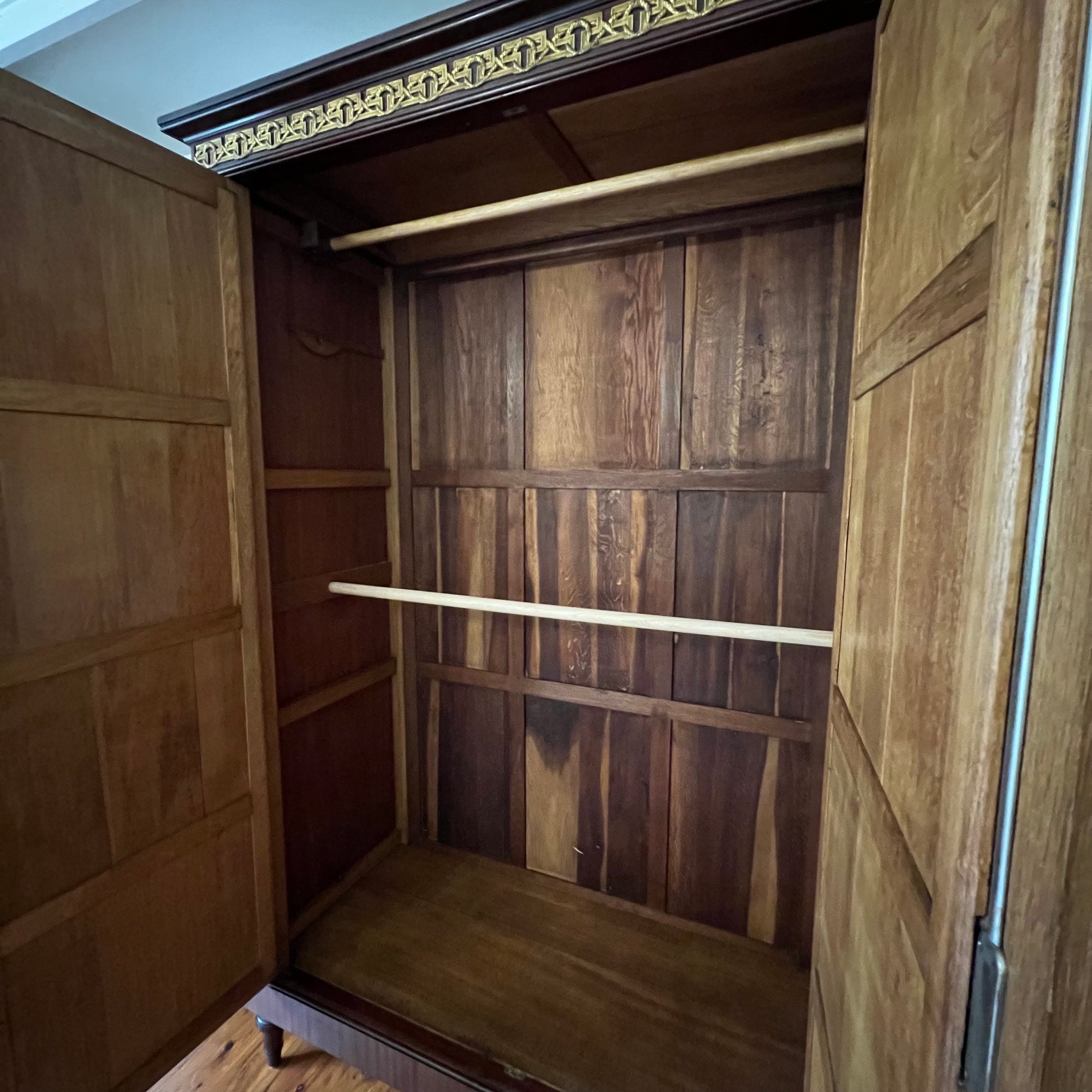 Antique Walnut Two Mirror Door Armoire 