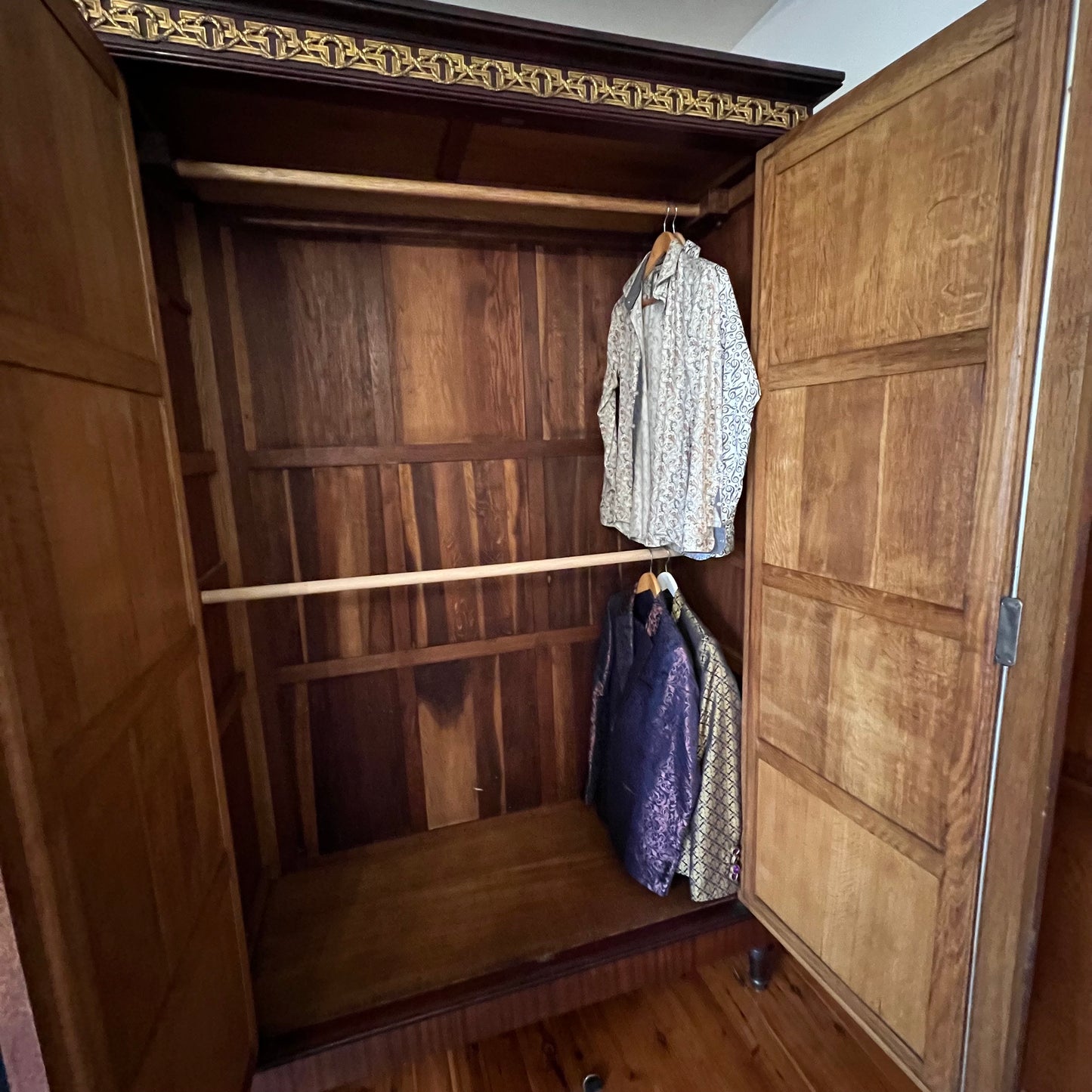 Antique Walnut Two Mirror Draw Armoire 