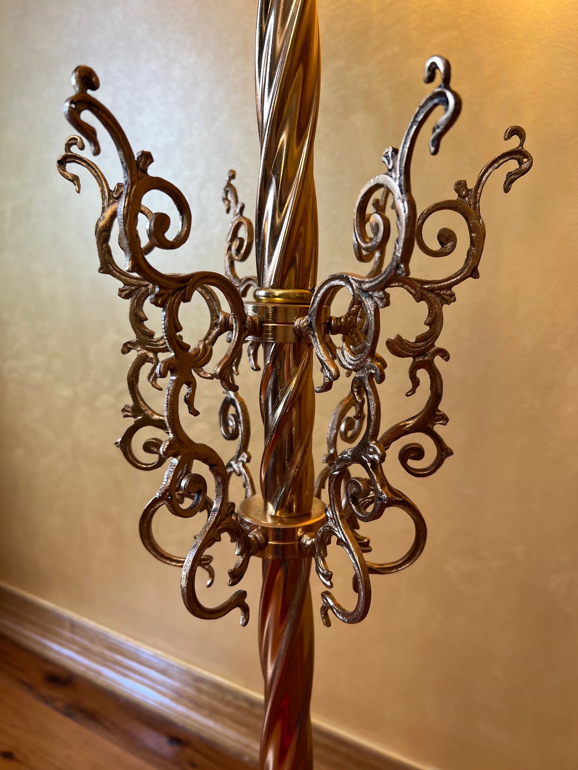 Brass Crystal Crown & Cherubs Floor Lamp