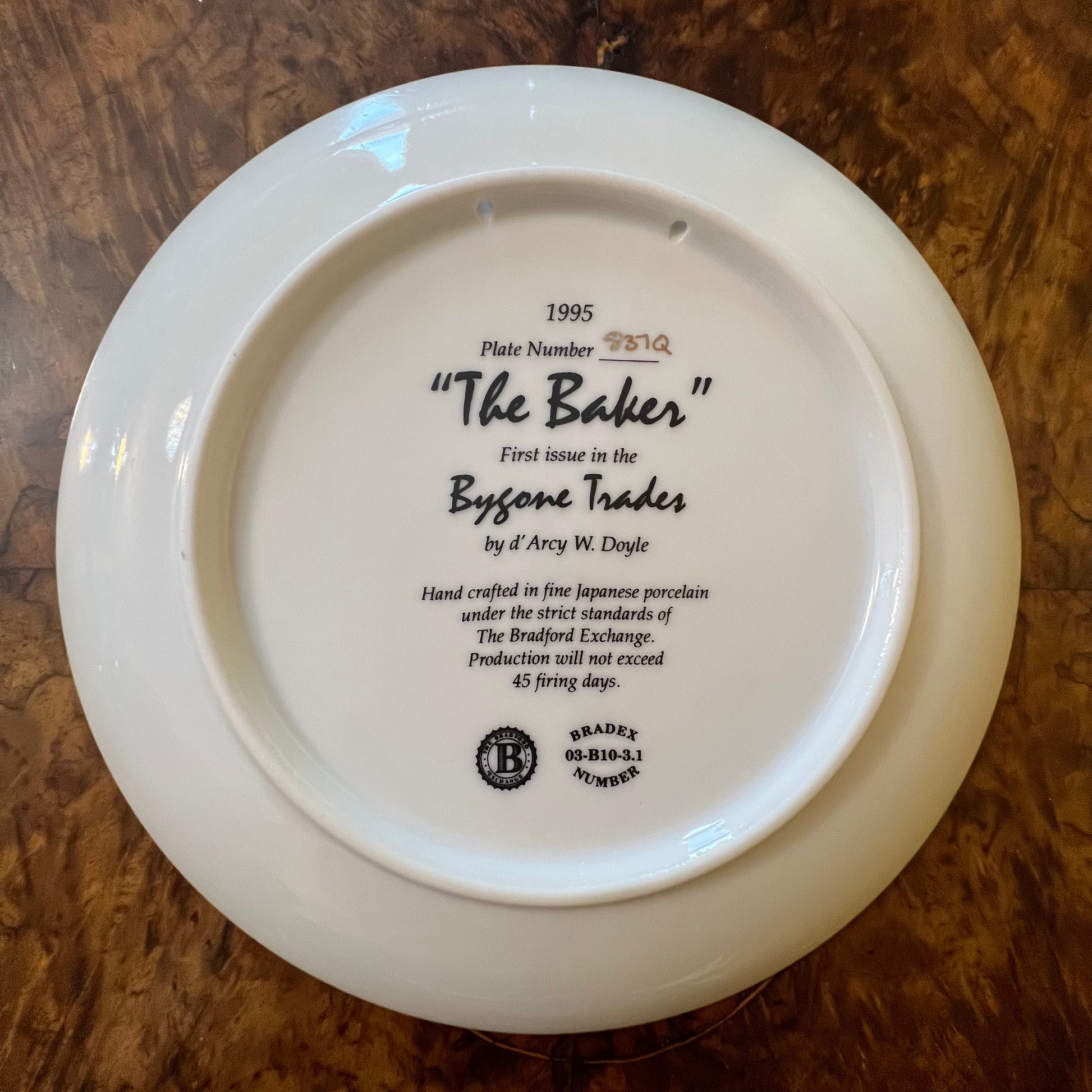 Bygone Trades The Baker Collector Plate