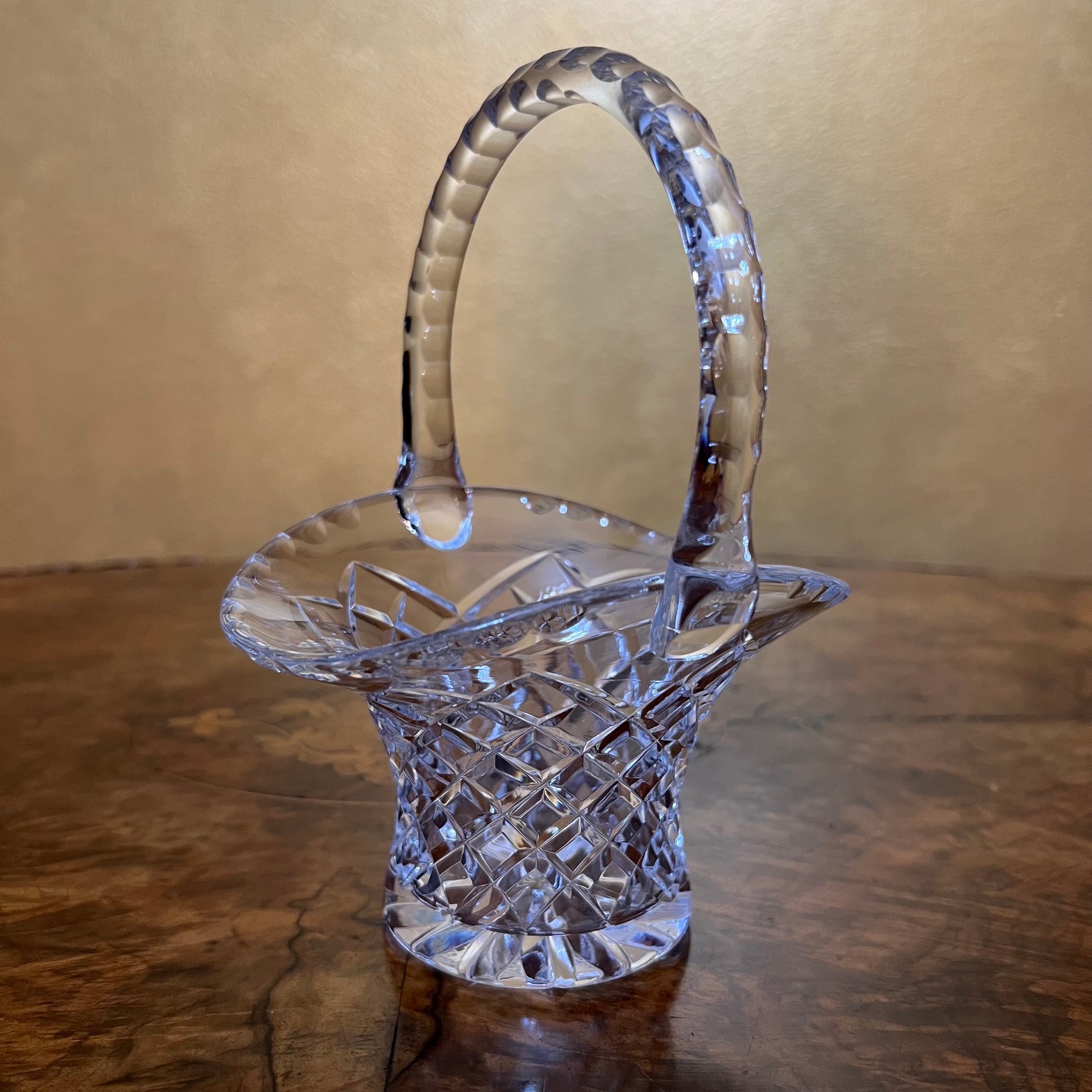 Crystal Basket Bowl Vintage 