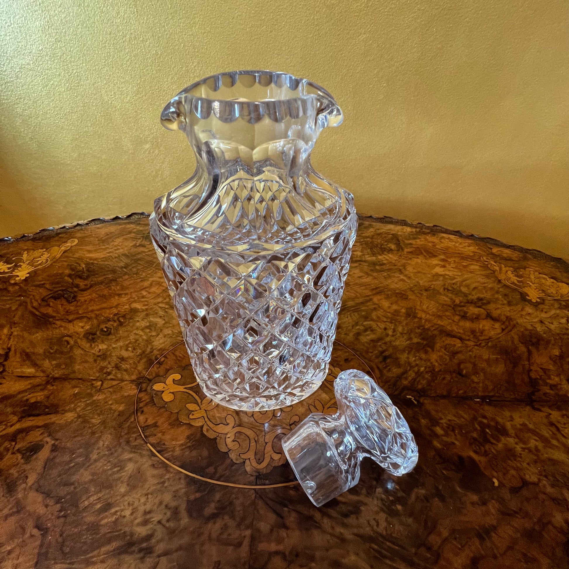Crystal Diamond Cut Decanter With Lid 