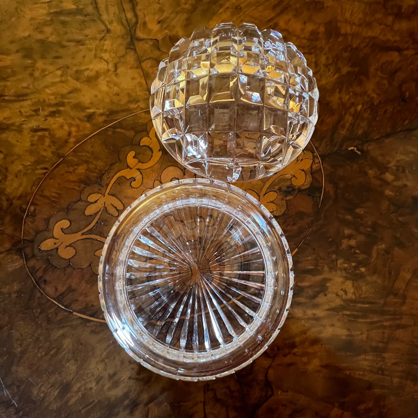 Crystal Round Trinket Box Vintage 