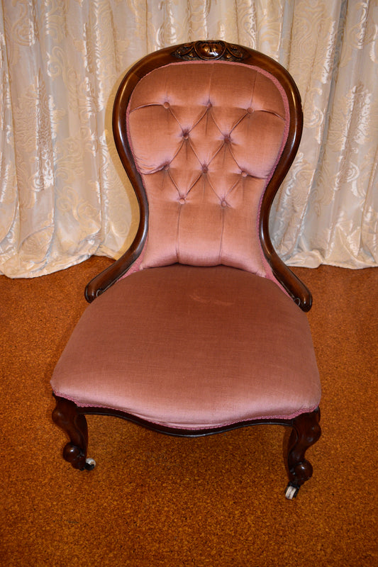 Antique Walnut Pink Grandmother Chair