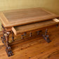 Antique French Intricate Carved Walnut Table with Single Drawer