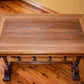 Antique French Intricate Carved Walnut Table with Single Drawer