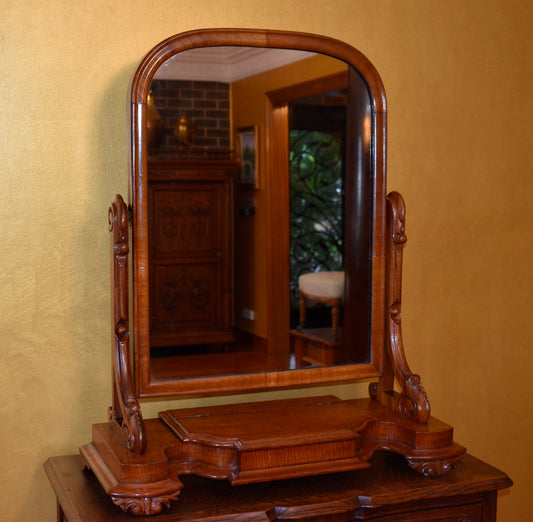 Antique Toilet Mirror with Lift Up Glove Compartment