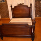 Antique French Oak Double Bed with Headboard, Side Rails and Slats