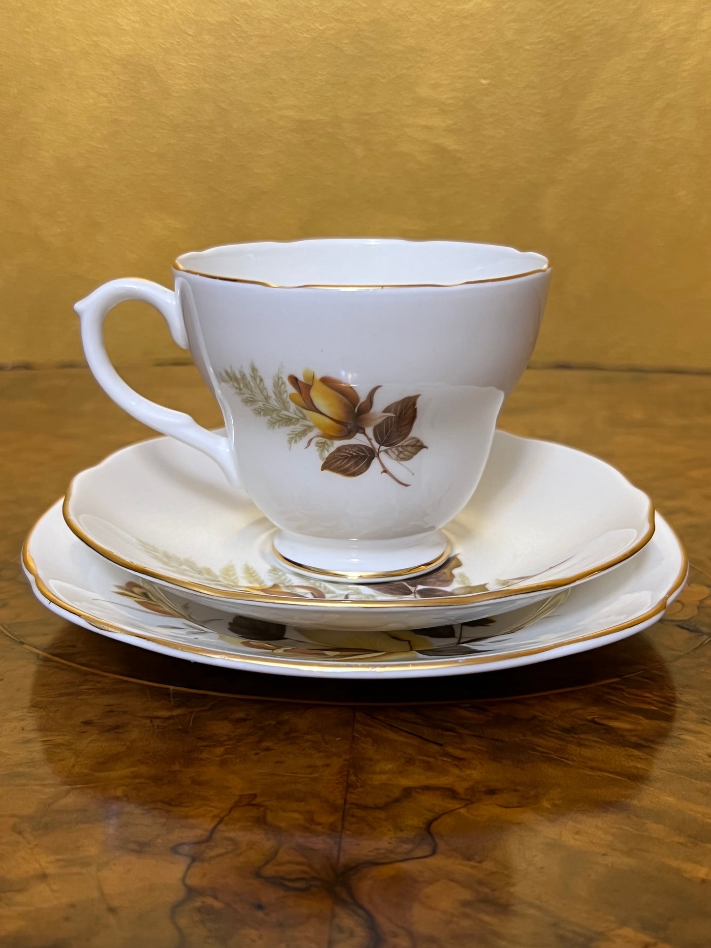 Duchess Yellow Rose Tea Cup Trio 