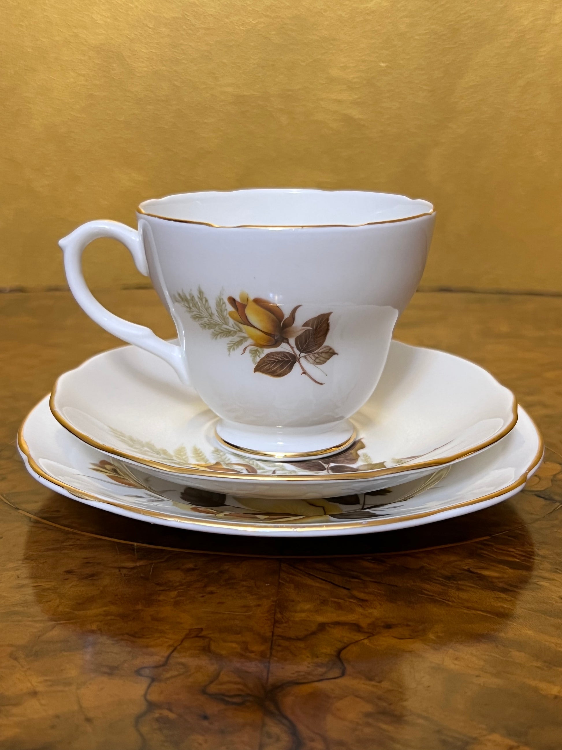 Duchess Yellow Rose Tea Cup Trio 